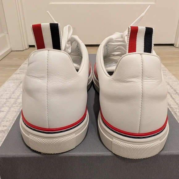 [Thom Browne] White Vitello Calf Tennis Sneakers Sz 38 - Picture 10 of 14
